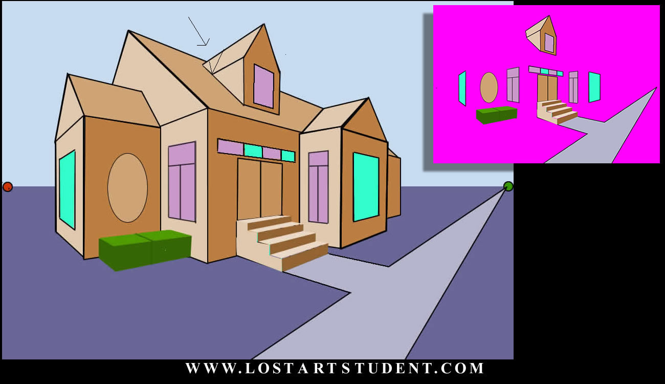 How to draw the outside of a building in 2 point perspective 